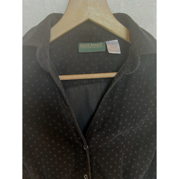 Harve' Benard Womens Snap Down Corduroy Shirt Size M Grunge Casual Preppy Black - Picture 8 of 15